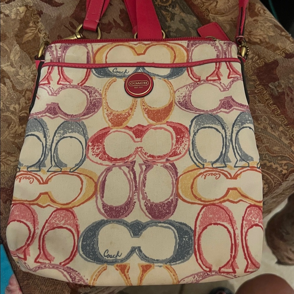 Coach Pink and Orange Patterned Bag